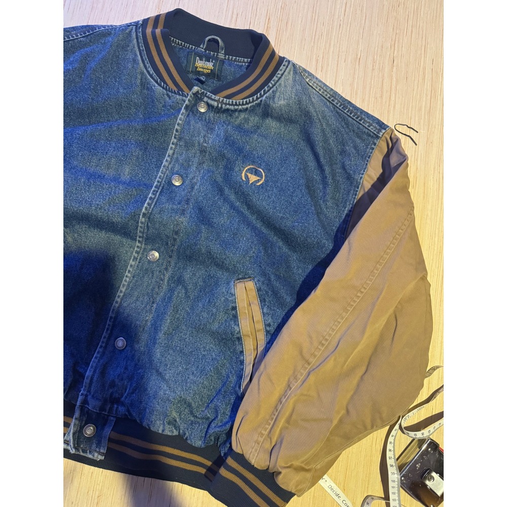 Dunbrooke Distinctive Images Vintage Denim Varsity Bomber Jacket Mens XL Blue 40
